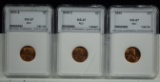 1940 46-D 53-S Lincoln Cents NNC MS-67 Red 3 Coins