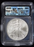 2005 American Silver Eagle ICG MS-70 1st Day Issue
