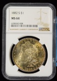 1882 Morgan Dollar NGC MS64 Golden Tone OBV