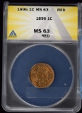 1896 Indian Head Cent ANACS MS-63 Red
