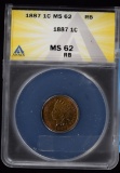 1887 Indian Head Cent ANACS MS-62 RB