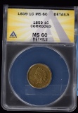 1859 Indian Head Cent ANACS MS-60 Details Nice