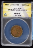 1857 Half Cent ANACS AU-50 Details