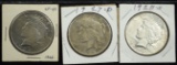 1925 27 28-S Peace Dollars 3 Coins