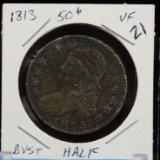 1813 Silver Bust Half Dollar Some Marks VF Details