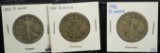 3 1916-D OBV Walking Half Dollars Good 3 Coins