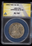 1853 Seated Half Dollar ANACS AU-50 Beautiful Coin