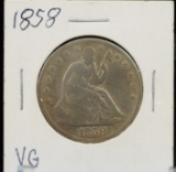 1858 Seated Half Dollar VG