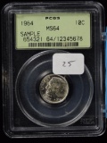 1964 Early PCGS Sample Slab Roosevelt Silver Dime