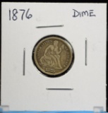 1876 Seated Dime VF