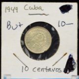 1949 Central America 10 Centavos Silver UNC