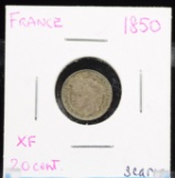 1850 France 20 Cent Silver XF Plus