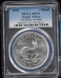 2018 Silver S Africa 1st Issue PCGS MS70 1 Rand Perfect Grade