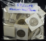 53 Walking Half Dollars Many Mint Marks G/Fine