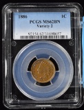 1886 Indian Head Cent Variety 2 PCGS MS-62 BN
