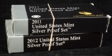 2011 2012 United States Mint Silver Proof Sets