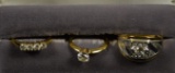3 Antique Rings & Antique Jewely Box, Mens & Womens