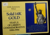100th Anniversary Liberty Commem 14kt Gold Token