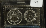 USA 1868 Shield Nickel Commorative Bar 1972