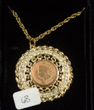 Indian Head Cent Necklace by Royal Gems w/Box