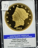 1849 Liberty Head Double Eagle Gold Plated Replica 24kt