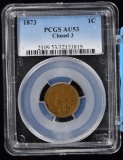 1873 Indian Head Cent Closed 3 PCGS AU-53