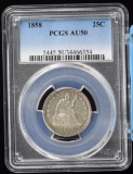 1858 Seated Quarter PCGS AU-50