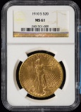 1910-S $20 Gold St Gaudens Double Eagle NGC MS-61