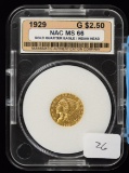 1929 $2.50 Indian Head Gold Quarter Eagle MS66