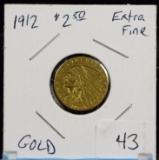 1912 $2.50 Quarter Eagle Indian Gold Piece Extra Fine