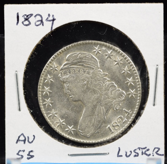 1824 Bust Half Dollar Choice AU with Luster