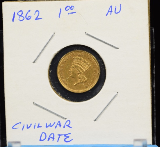 1862 $1 Gold Princess Civil War Era AU