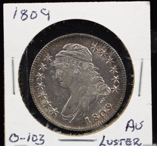1809 Bust Half Dollar O-103 AU with Luster
