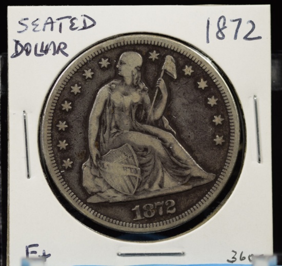 1872 Seated Dollar Fine Plus