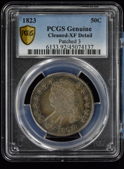 1823 Bust Half Dollar Patched 3 XF Details PCGS Great Color