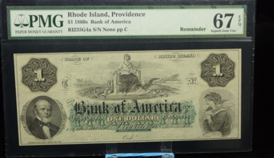 1860 Bank American Rhode Island PMG 67 EPQ