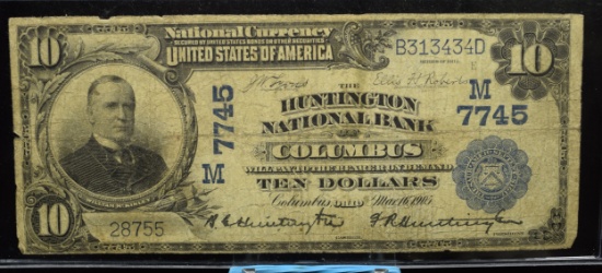 1902 $10 National Note Huntington Bank Columbus OH