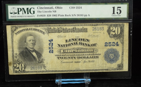 1902 $20 National Lincoln Bank Cincinnati OH PMG 15