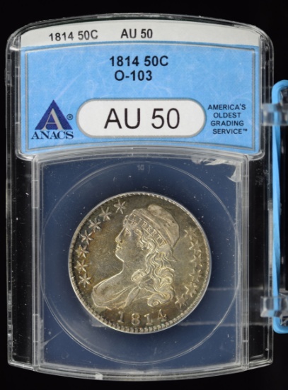 1814 Capped Bust Half Dollar ANACS AU-50 Nice Toning