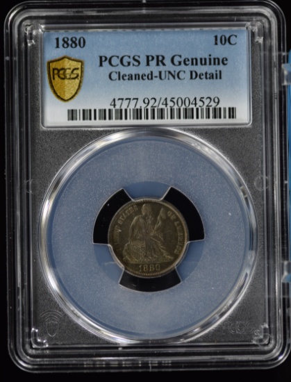 1880 Proof Seated Dime PCGS Awesome Color Details