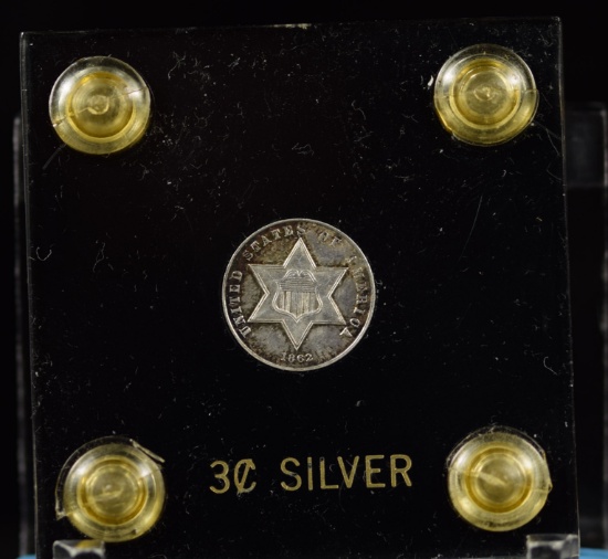 1862/1 Three Cent Silver MS64 Very Nice Rare