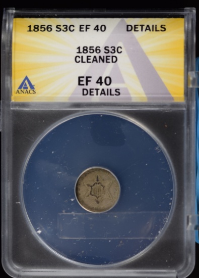 1856 3 Cent Silver ANACS XF Details