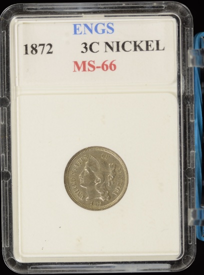 1872 Three Cent Nickel High Grade MS66