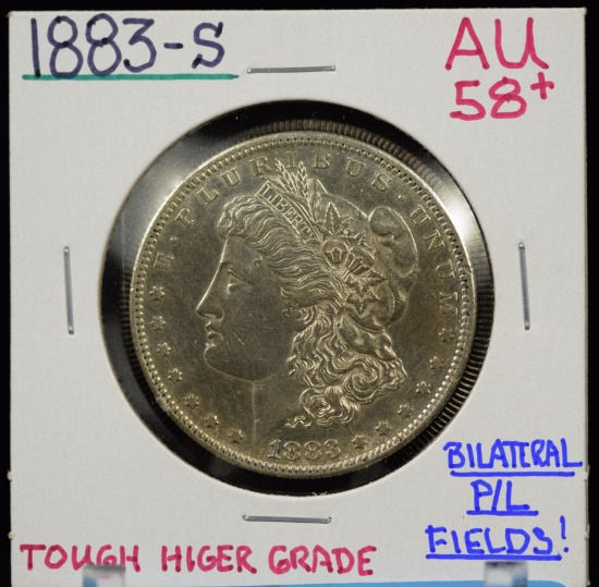 1883-S Morgan Dollar AU 58 Plus Brillant PL Tough High Grade