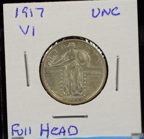 1917 Standing Liberty Quarter Type 1 UNC Full Head