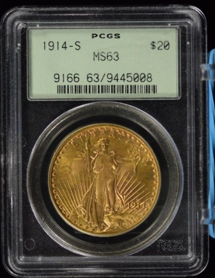 1914-S $20 St Gaudens Gold PCGS MS 63 OGH PQ MS63