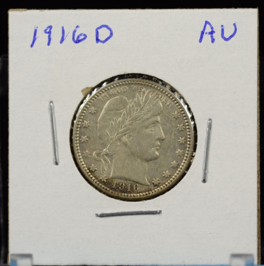 1916-D Barber Quarter AU