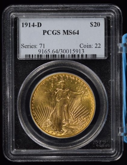 1914-D $20 Gold St Gaudens PCGS MS-64