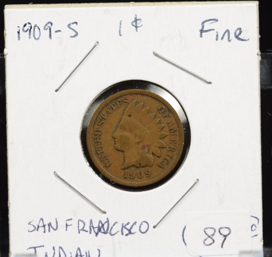 1909-S INDIAN Rare Low Mintage Fine