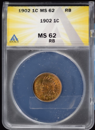 1902 Indian Head Cent ANACS MS-62 RB